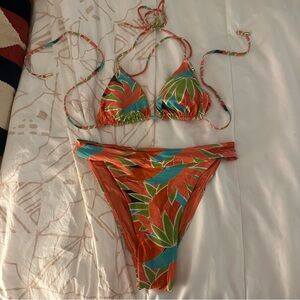Monday Swimwear Orange Bikini Set  | Top and Bottom | Size M